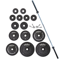 York Barbell Legacy Cast Iron Milled Olympic Weight Plate Set 29037