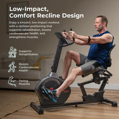 Sunny Health & Fitness Smart Heavy-Duty Magnetic Recumbent Exercise Bike with 350LB Weight Capacity - SF-RB424002