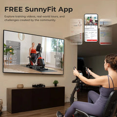 Sunny Health & Fitness Corezy 16-Level Smart Magnetic Resistance Recumbent Bike with Workout Bands - SF-RB424006