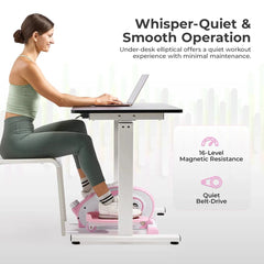 Sunny Health & Fitness Pink Smart Portable Magnetic Under Desk Elliptical - P2420