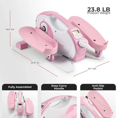 Sunny Health & Fitness Pink Smart Portable Magnetic Under Desk Elliptical - P2420