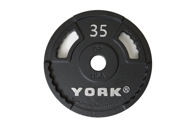 35 lbs. G-2 Olympic Dual Grip Thin Line Cast Iron Plate - Black