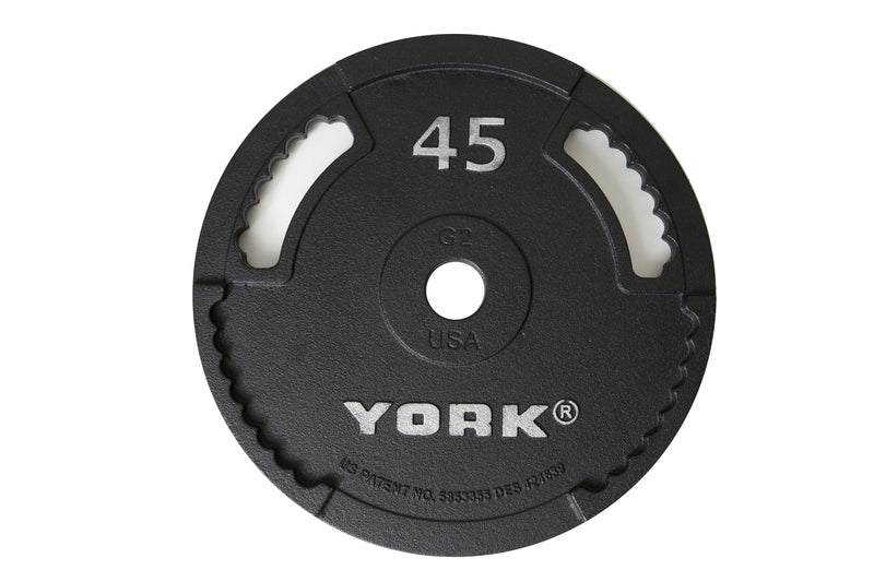 45 lbs. G-2 Olympic Dual Grip Thin Line Cast Iron Plate - Black