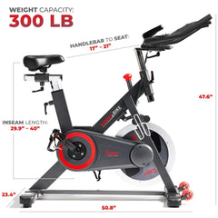 Sunny Health & Fitness Premium Indoor Cycling Smart Stationary Bike with Exclusive Sunny Fit® App Enhanced Bluetooth Connectivity - SF-B1805SMART