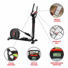 Sunny Health & Fitness Power Stride Smart Elliptical Cross Trainer Machine – SF-E321005