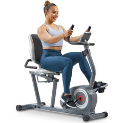 Sunny Health & Fitness Essentials Series Magnetic Smart Recumbent Bike with Exclusive SunnyFit® App Enhanced Bluetooth Connectivity SF-RB422003