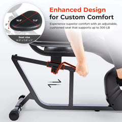 Sunny Health & Fitness Smart Magnetic Resistance Recumbent Bike with Easy Adjustable Seat - SF-RB4616SMART