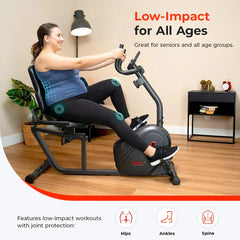 Sunny Health & Fitness Smart Magnetic Resistance Recumbent Bike with Easy Adjustable Seat - SF-RB4616SMART