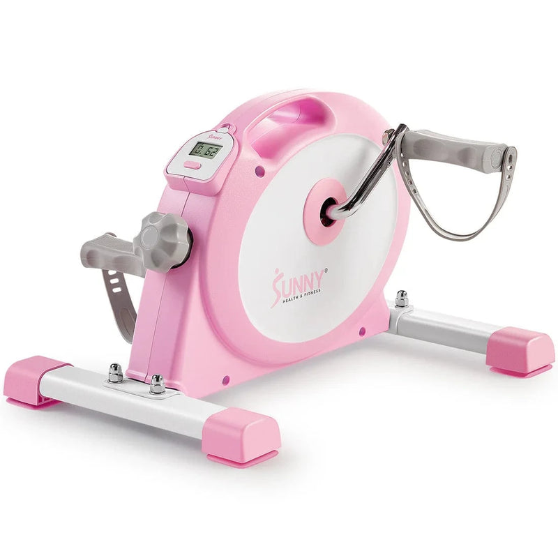 Sunny Health & Fitness Under Desk Smart Mini Exercise Bike (Pink) - P2330