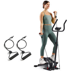 Sunny Health & Fitness Smart Compact Magnetic Elliptical Trainer with Resistance Bands - SF-E323057