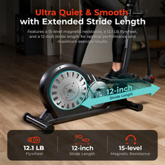 Sunny Health & Fitness Pro Smart Elliptical Trainer With 15 Levels of Magnetic Resistance - SF-E323050