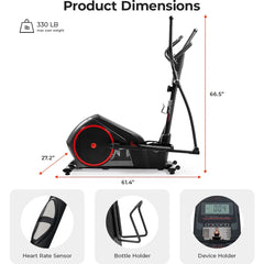 Sunny Health & Fitness Smart 15-Level Magnetic Resistance Elliptical with Long Stride - SF-E323055