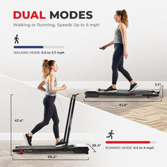 Sunny Health & Fitness Pacer Smart Compact Auto Incline Treadpad Treadmill - SF-T722076