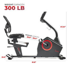 Sunny Health & Fitness Premium Magnetic Resistance Smart Recumbent Bike with Exclusive SunnyFit® App Enhanced Bluetooth Connectivity - SF-RB4850SMART