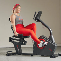 Sunny Health & Fitness Premium Magnetic Resistance Smart Recumbent Bike with Exclusive SunnyFit® App Enhanced Bluetooth Connectivity