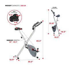 Sunny Health & Fitness Magnetic Foldable Exercise Bike - SF-B2989