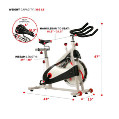 Sunny Health & Fitness 40lb Flywheel Belt Drive Indoor Cycle Bike w/ Clipped Pedals - SF-B1509