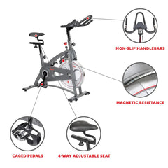 Sunny Health & Fitness Magnetic Belt Drive Indoor Cycling Bike - SF-B1877