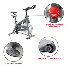 Sunny Health & Fitness Magnetic Belt Drive Indoor Cycling Bike - SF-B1877