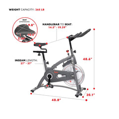 Sunny Health & Fitness Magnetic Belt Drive Indoor Cycling Bike - SF-B1877