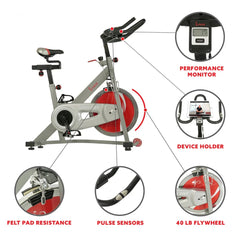 Sunny Health & Fitness Pro II Indoor Cycling Bike with Device Mount and Advanced Display – SF-B1995