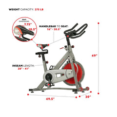 Sunny Health & Fitness Pro II Indoor Cycling Bike with Device Mount and Advanced Display – SF-B1995