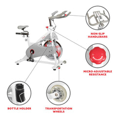 Sunny Health & Fitness Magnetic Belt Drive Premium Indoor Cycling Bike - SF-B1876