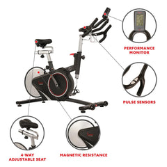 Sunny Health & Fitness Belt Drive Magnetic Indoor Cycling Bike - SF-B1709