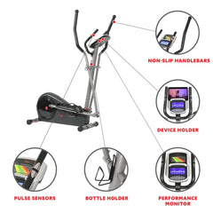 Sunny Health & Fitness Essentials Series Magnetic Smart Elliptical with Exclusive SunnyFit® App Enhanced Bluetooth Connectivity - SF-E322002