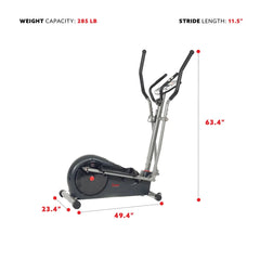 Sunny Health & Fitness Essentials Series Magnetic Smart Elliptical with Exclusive SunnyFit® App Enhanced Bluetooth Connectivity - SF-E322002