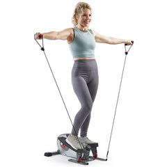 Sunny Health & Fitness Smart Elliptical Trainer, Heavy-Duty Exerciser w/ Resistance Bands for Leg & Arm Exercise - SF-E323054