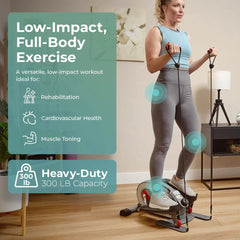 Sunny Health & Fitness Smart Elliptical Trainer, Heavy-Duty Exerciser w/ Resistance Bands for Leg & Arm Exercise - SF-E323054