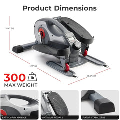 Sunny Health & Fitness Smart Elliptical Trainer, Heavy-Duty Exerciser w/ Resistance Bands for Leg & Arm Exercise - SF-E323054