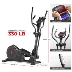 Sunny Health & Fitness Premium Elliptical Exercise Machine Smart Trainer with Exclusive SunnyFit® App Enhanced Bluetooth Connectivity