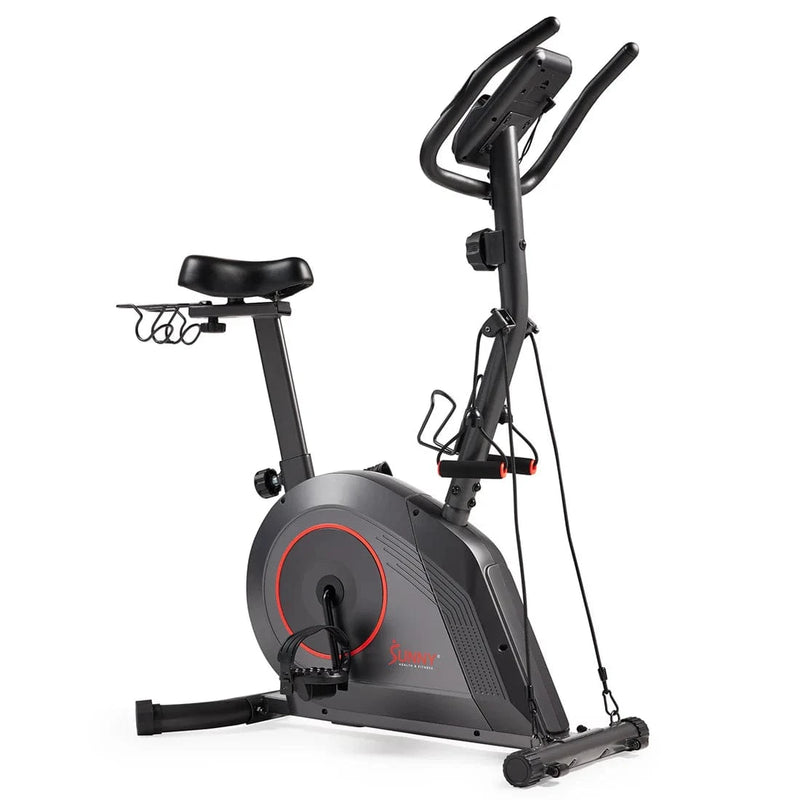 Sunny Health & Fitness Corezy 16-Level Magnetic Resistance Upright Bike with Workout Bands  - SF-B224004