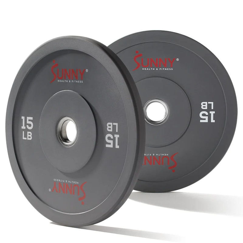Sunny Health & Fitness Elite 2-inch Rubber Olympic Weight Plates 15-Pound (Pair) - SF-OP01-15