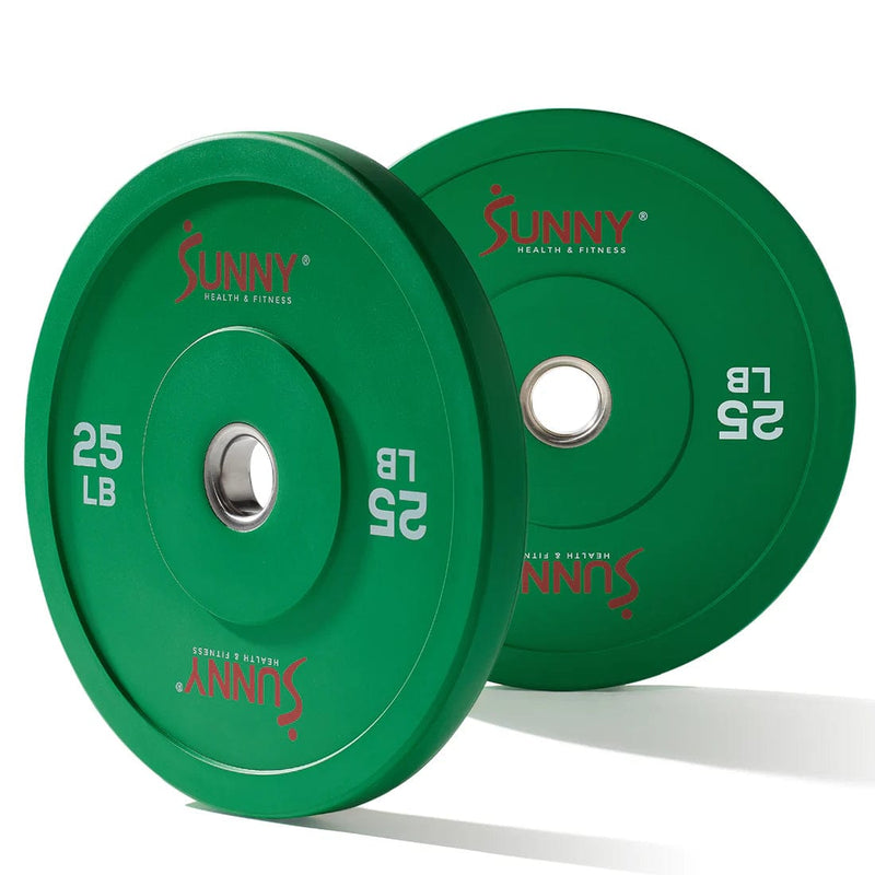 Sunny Health & Fitness Elite 2-inch Rubber Olympic Weight Plates 25-Pound (Pair) - SF-OP01-25
