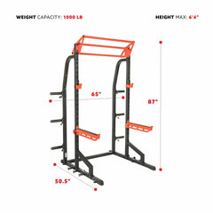 Sunny Health & Fitness Power Zone Half Rack Heavy Duty Performance Power Cage with 1000 LB Weight Capacity – SF-XF9933