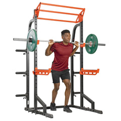 Sunny Health & Fitness Power Zone Half Rack Heavy Duty Performance Power Cage with 1000 LB Weight Capacity – SF-XF9933